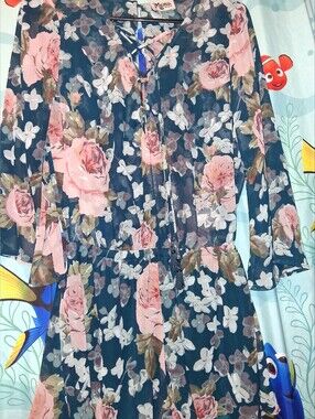 Show Me Your MuMu Navy Floral Romper with Pink Roses